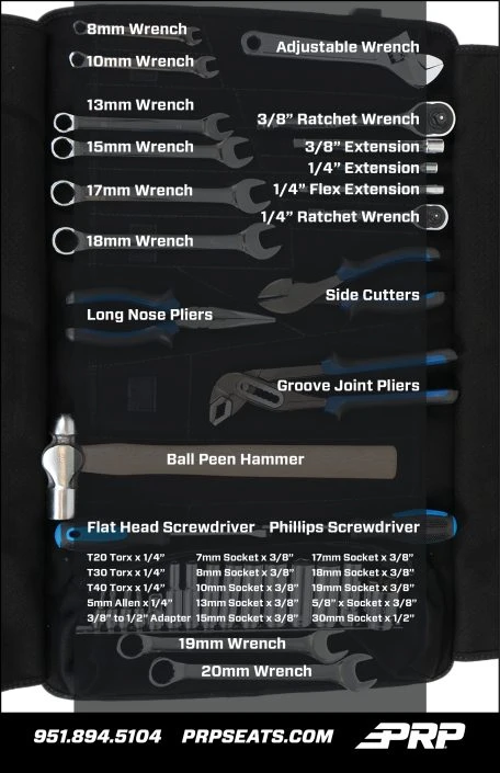 PRP Seats PRP Can-Am Roll-Up Tool Bag With 35pc Tool Kit - Image 6