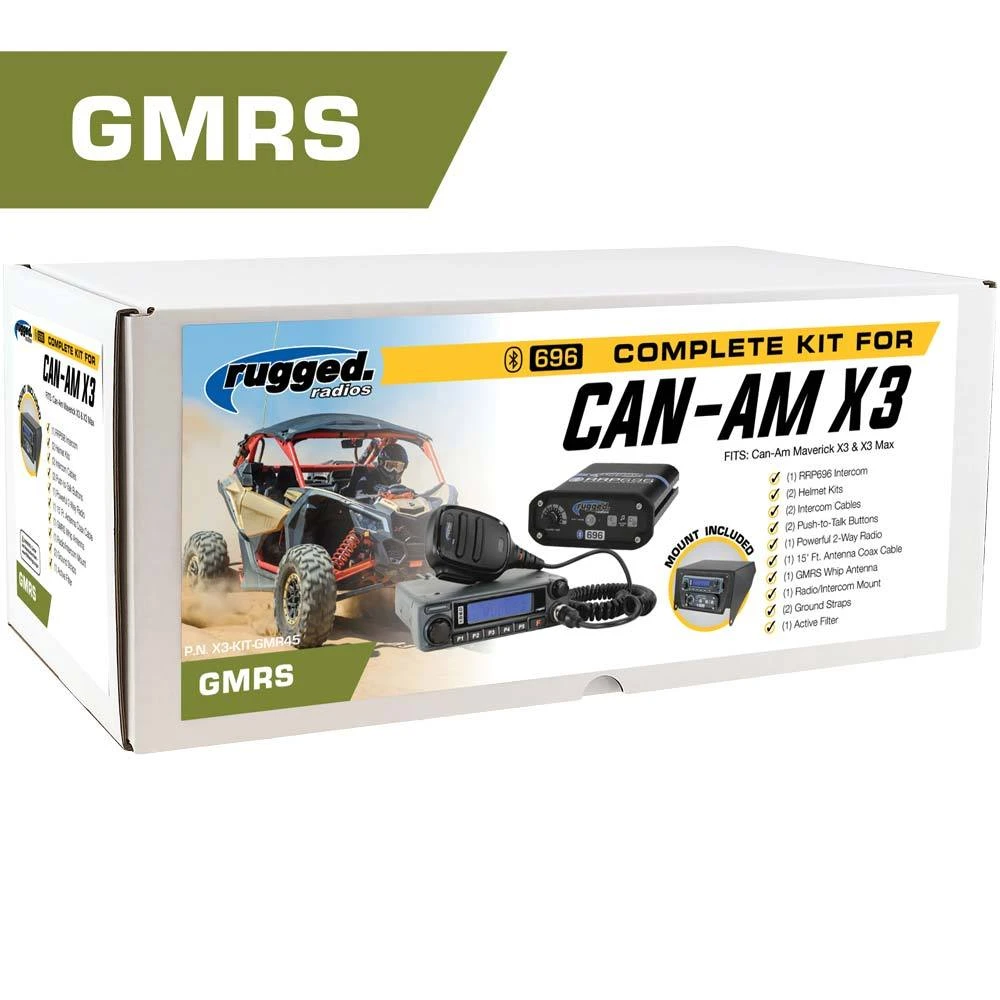 Rugged Radios Can-Am X3 GMR45 Complete Communication Kit W/ Top Mount