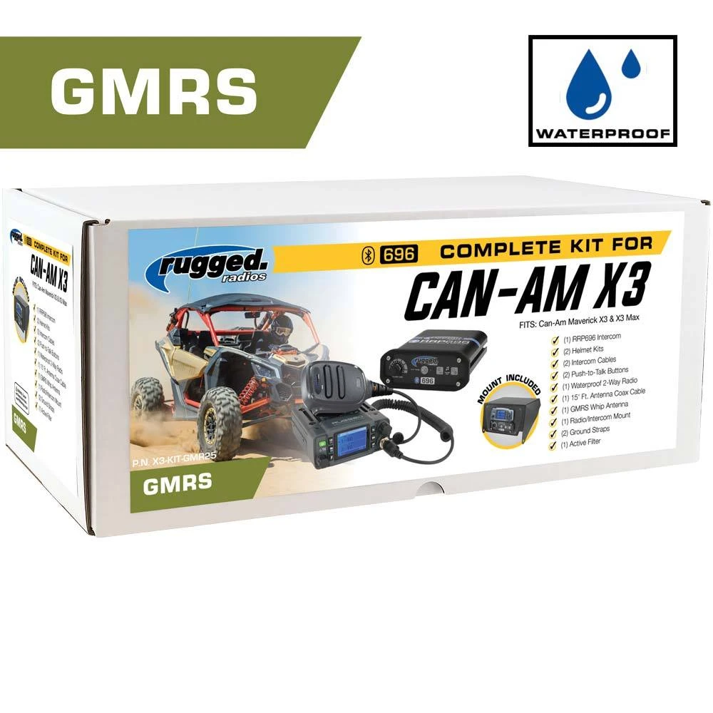 Rugged Radios Can-Am X3 GMR25 Complete Communication Kit W/ Top Mount